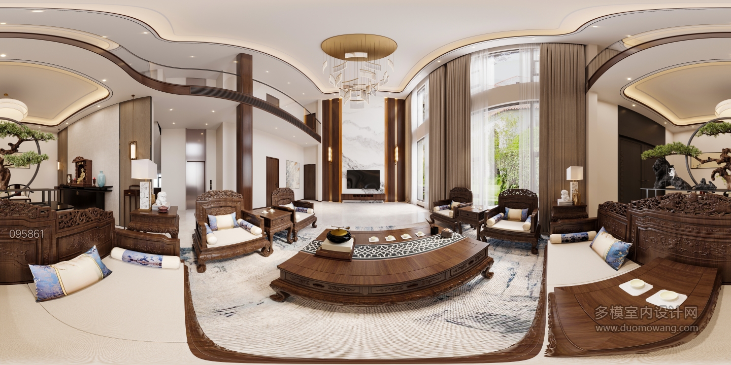 新中式客厅全景