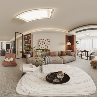 现代轻奢客厅全景