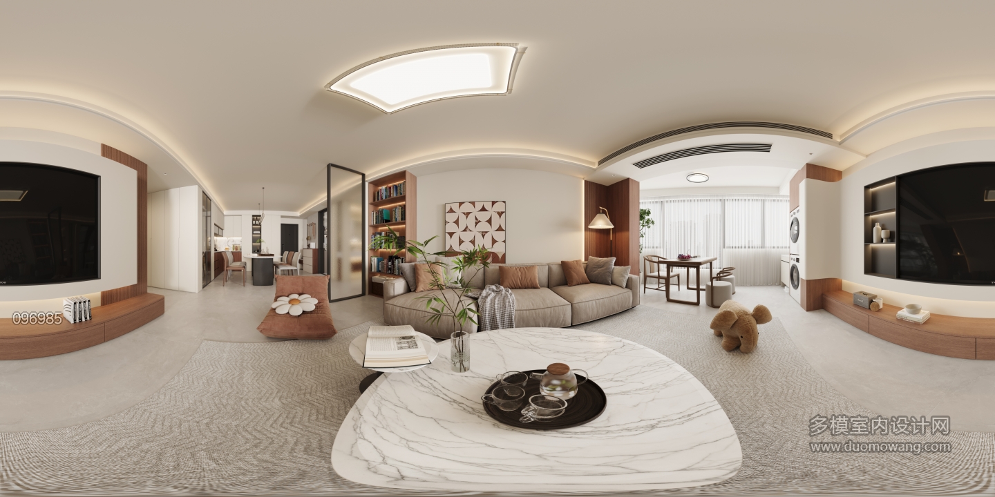 现代轻奢客厅全景