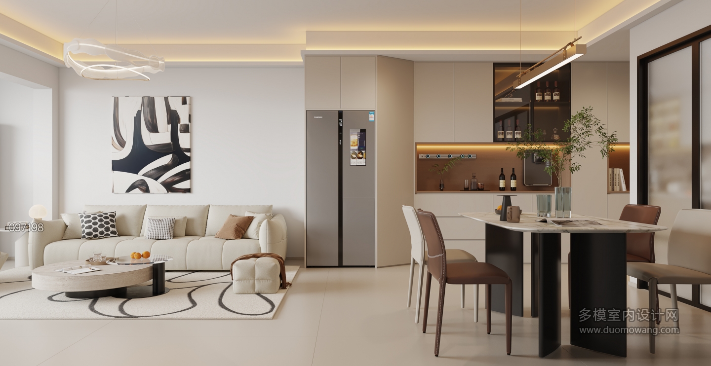 现代客餐厅_沙发墙