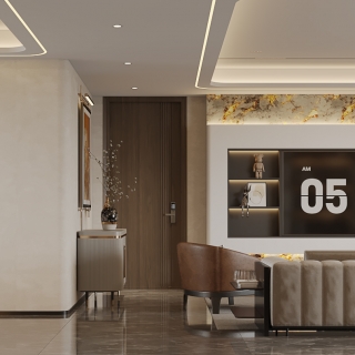 现代轻奢客厅-电视墙静态