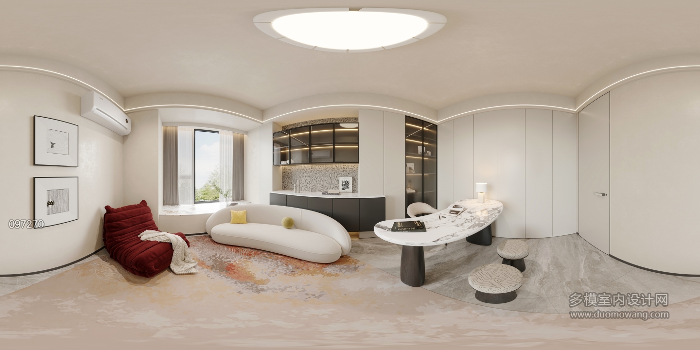 现代轻奢书房全景