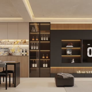 意式客餐厅-电视墙静态