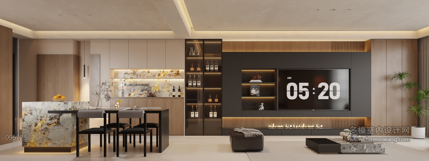 意式客餐厅-电视墙静态