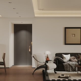 现代中古客厅沙发背景墙