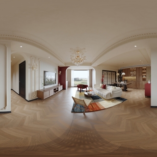 法式中国风 客餐厅 全景