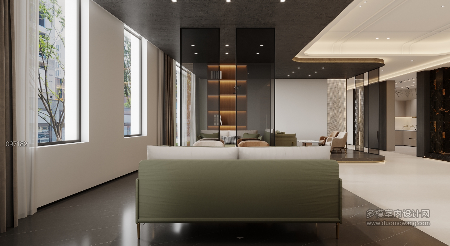 现代大厅接待区特写