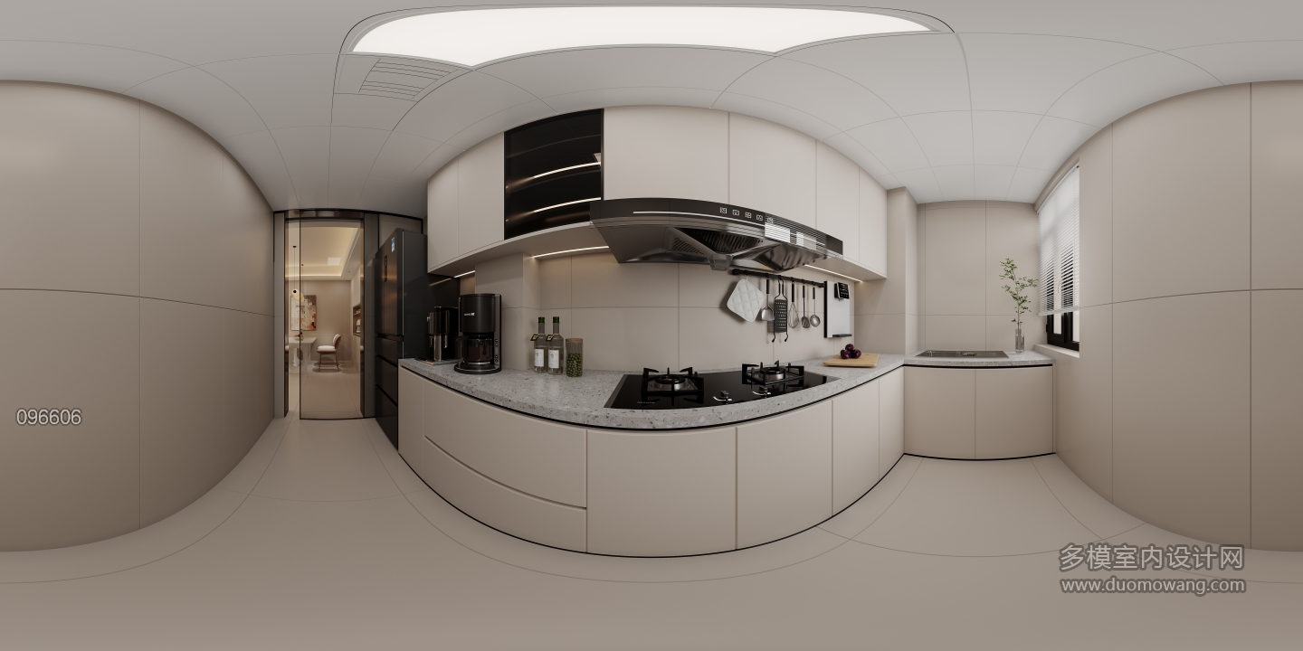 奶油-厨房全景
