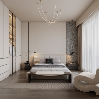 现代极简卧室 静态