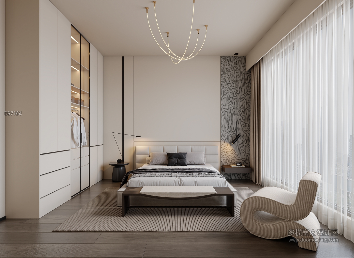现代极简卧室 静态