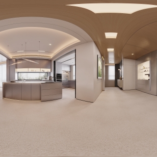 一层现代中岛门厅全景