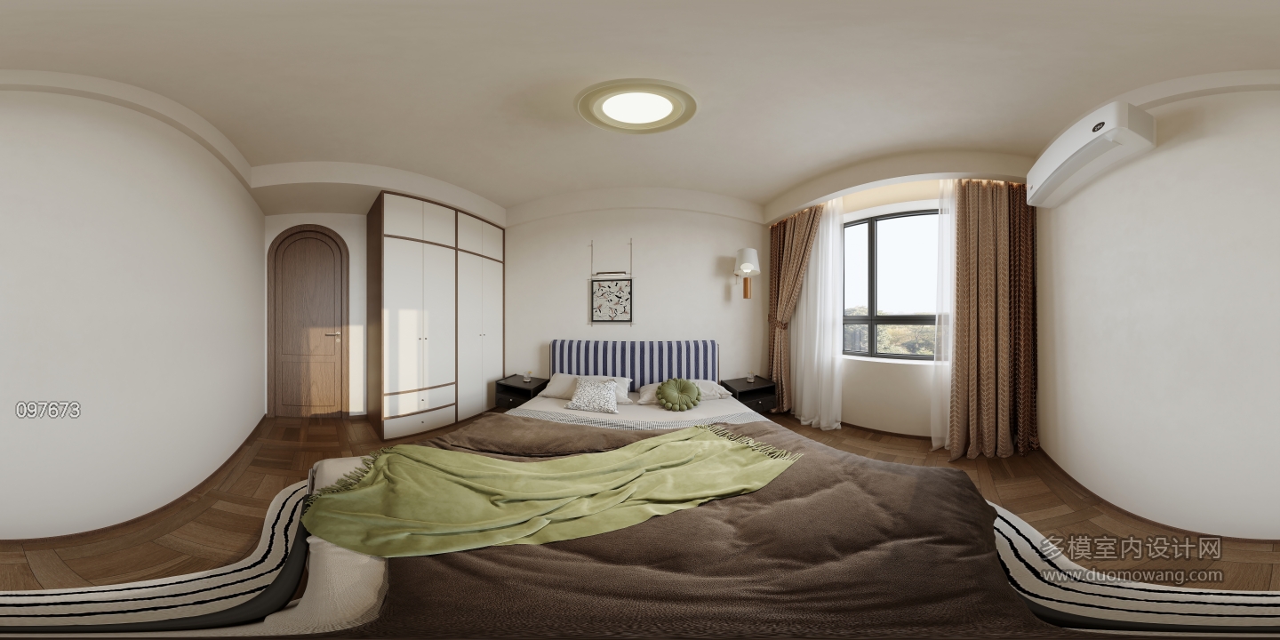 现代 中古风 次卧 全景