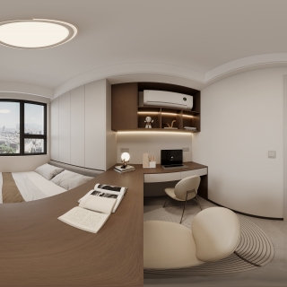 现代榻榻米卧室全景