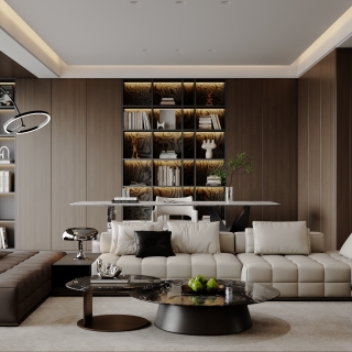 意式客餐厅_单张沙发背景