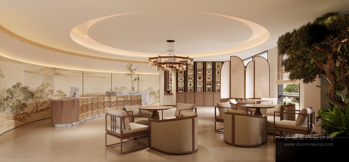 新中式养老前台接待区 (2)