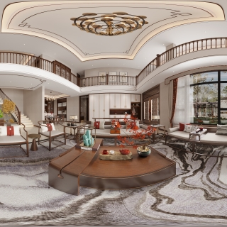 新中式一楼客餐厅全景