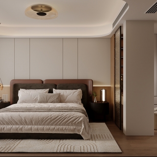 现代 主卧床头背景