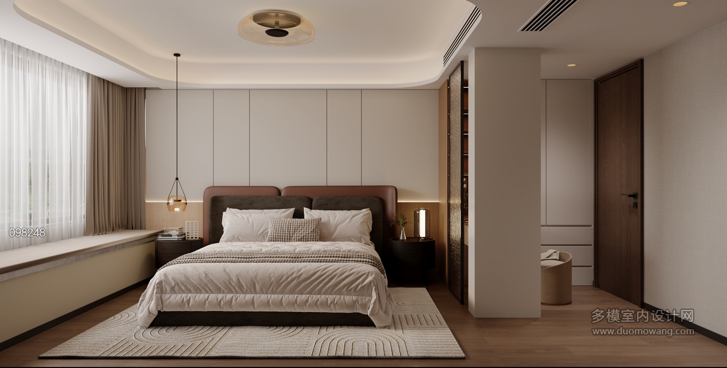 现代 主卧床头背景