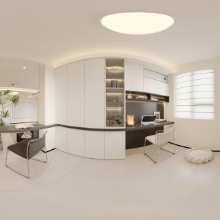 现代极简书房全景