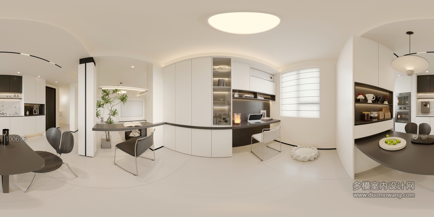 现代极简书房全景