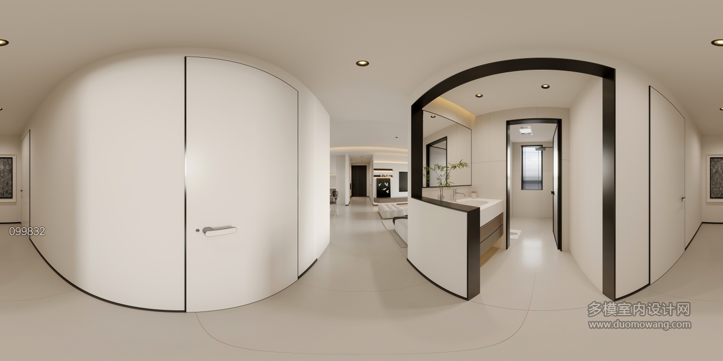 现代极简洗漱区全景