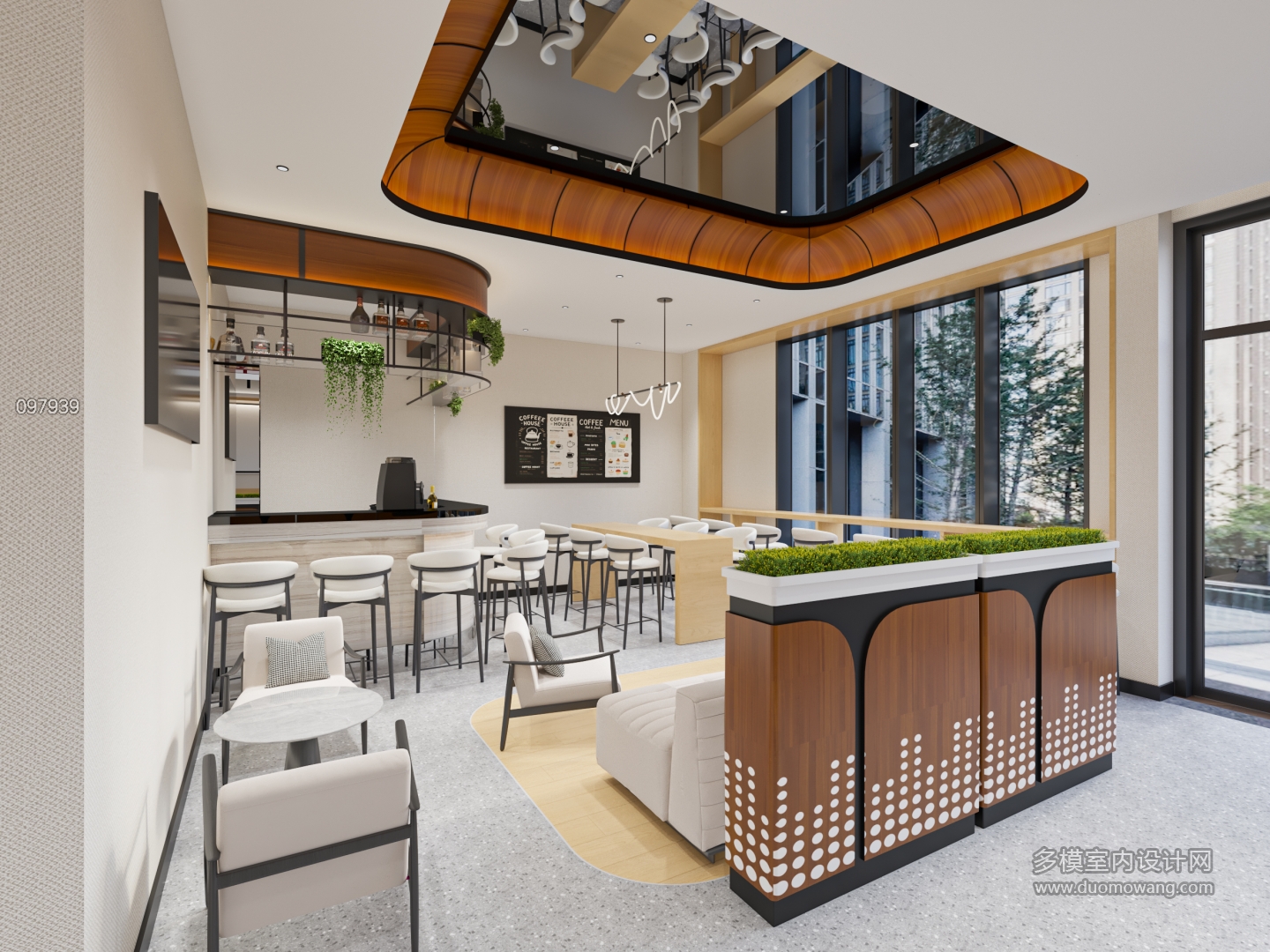 现代办公一楼食堂单张1