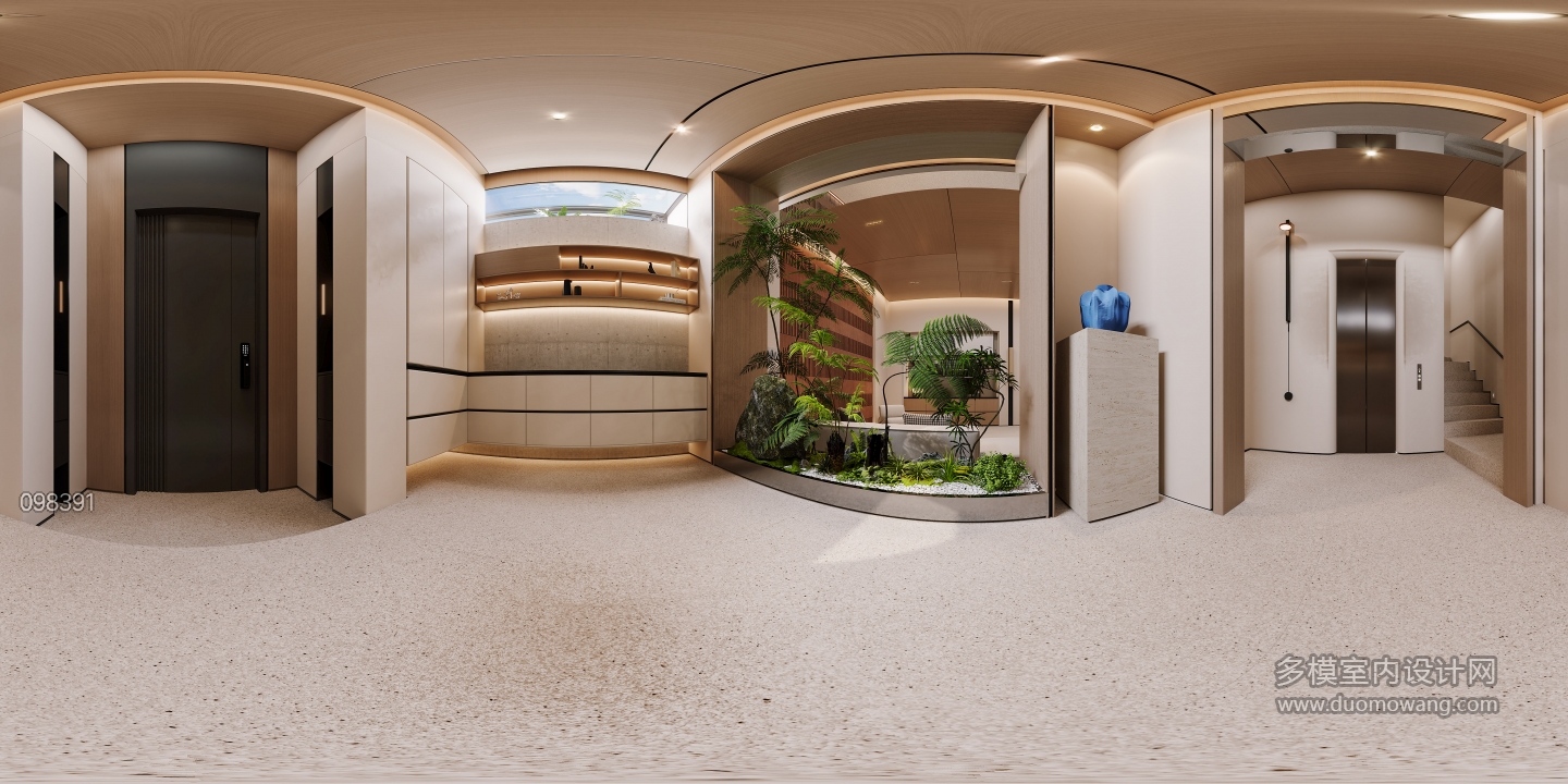 现代负一门厅全景