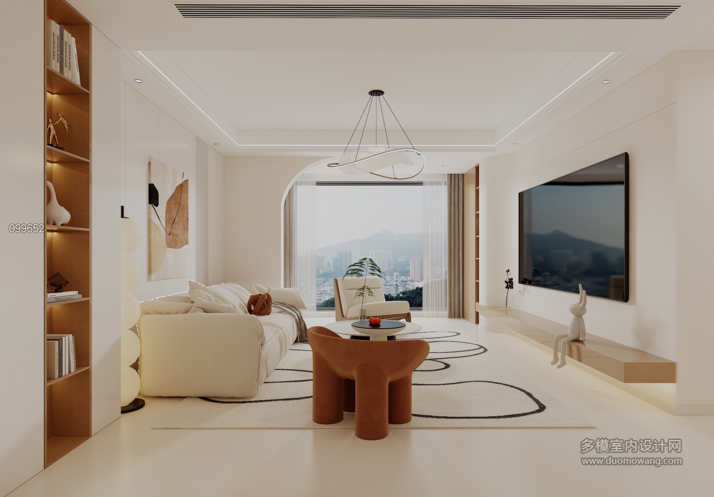 现代奶油风客厅静态