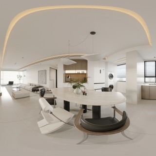 现代极简餐厨全景