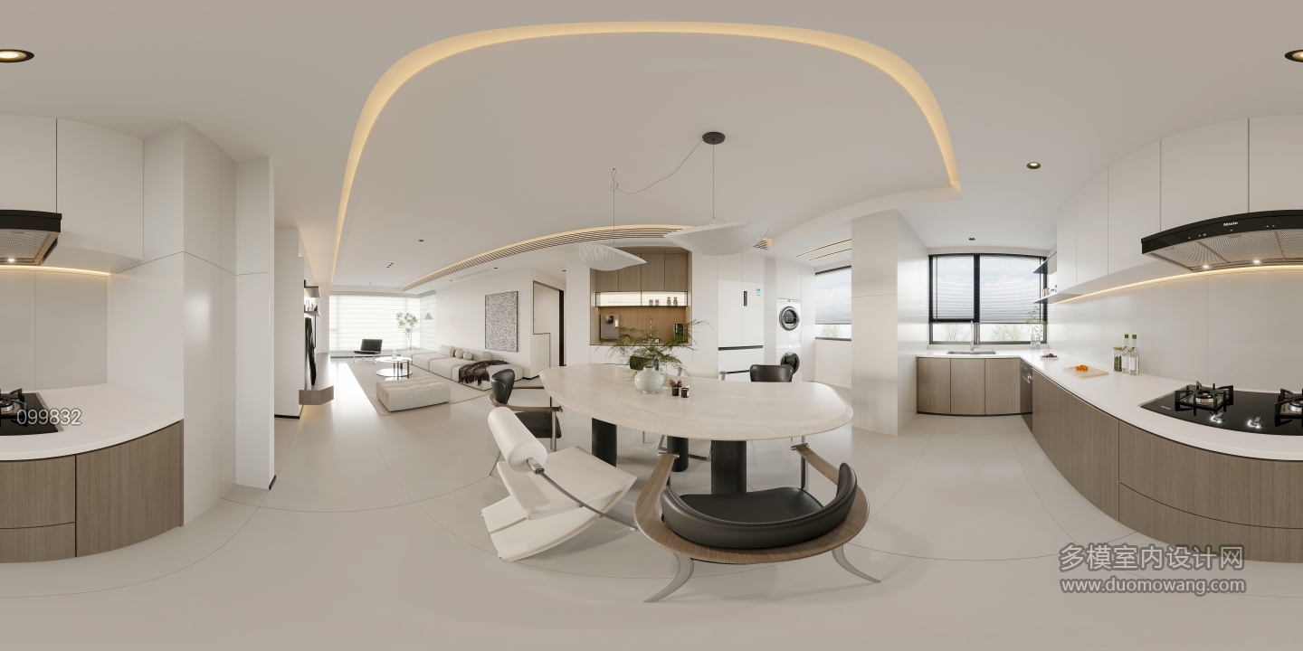 现代极简餐厨全景