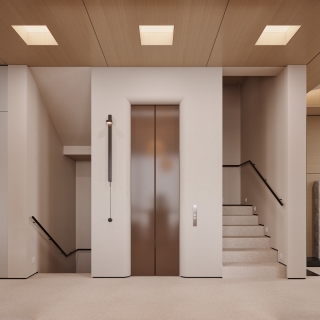 现代一层电梯间特写