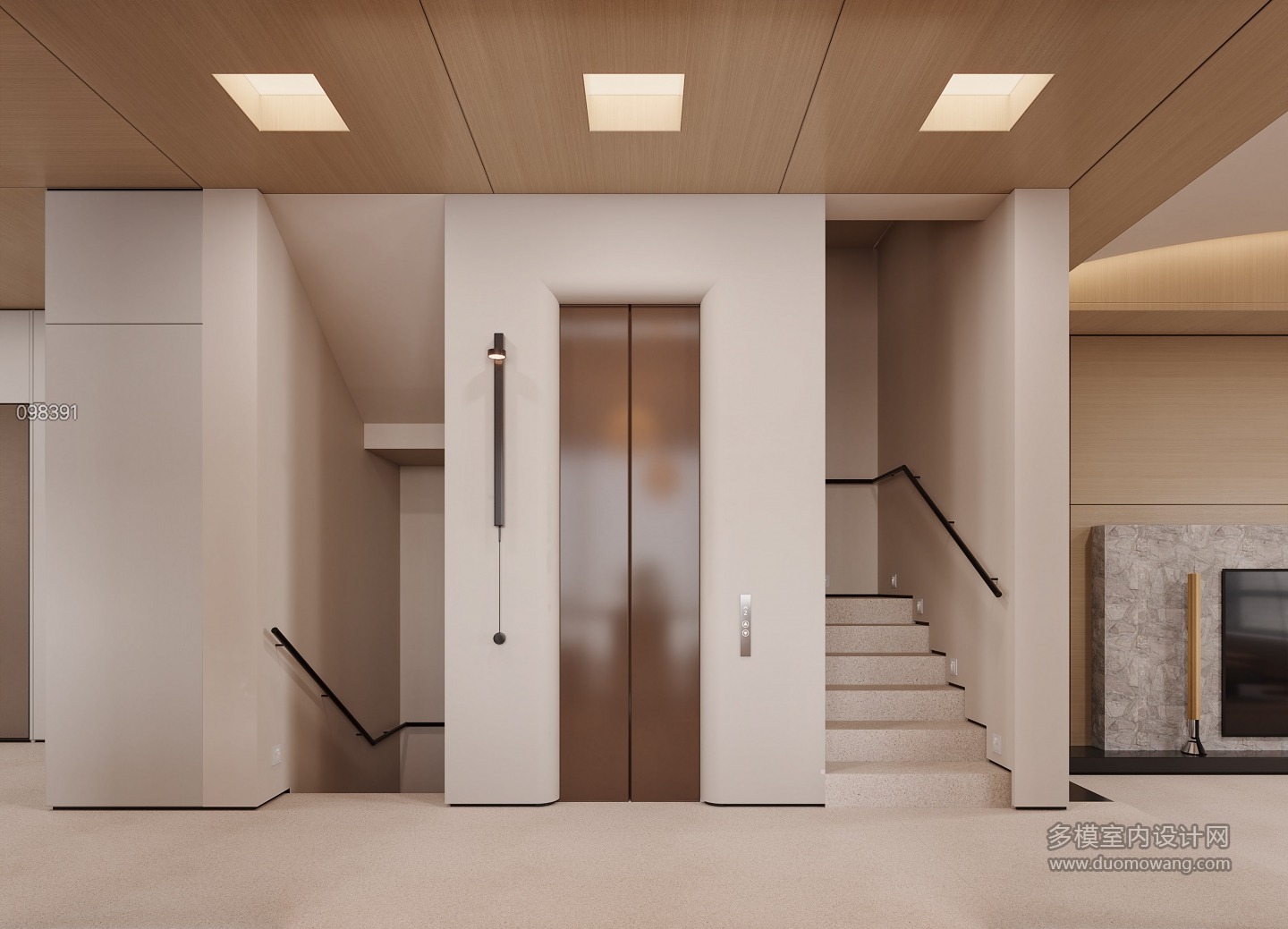现代一层电梯间特写
