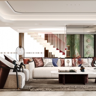 现代客厅沙发背景