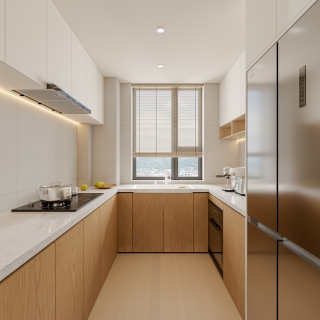 奶油风平层厨房