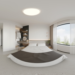 现代极简主卧全景