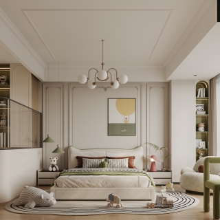 奶油风卧室特写