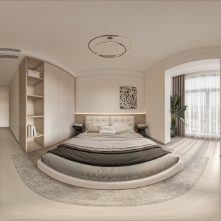 现代次卧室全景