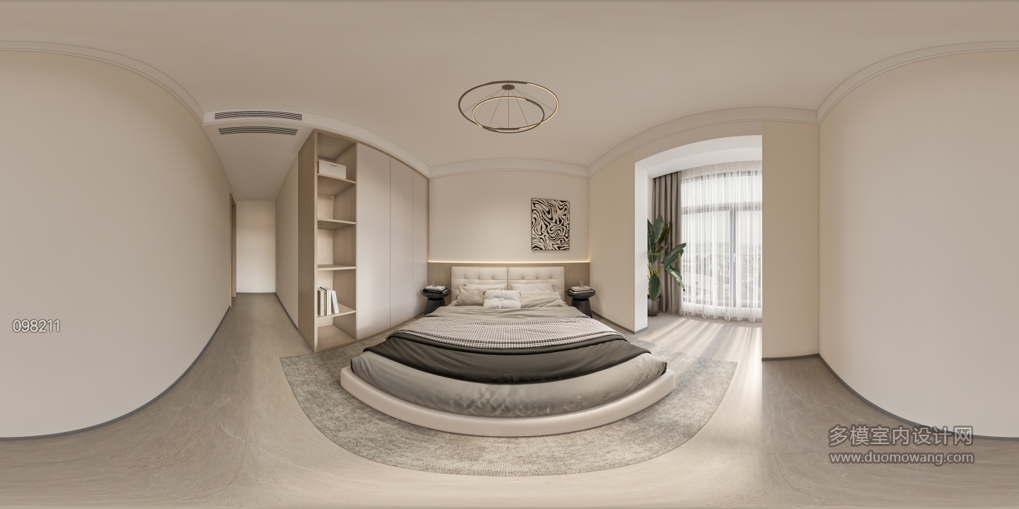 现代次卧室全景