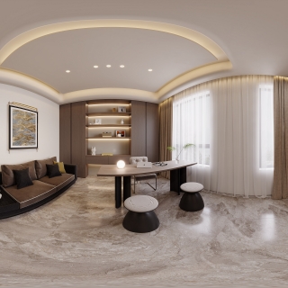 现代意式书房全景