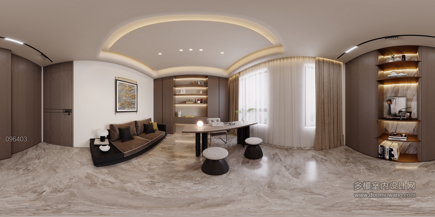 现代意式书房全景