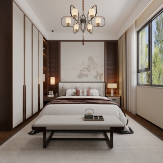 新中式北卧室1_2f