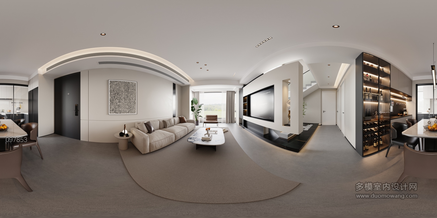 现代极简客餐厅360