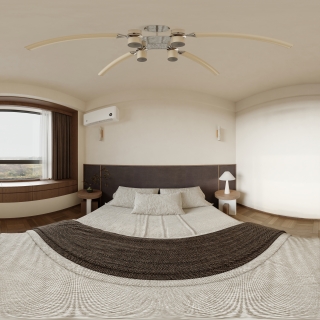 现代 中古风 主卧 全景