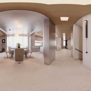 现代一层餐厅全景