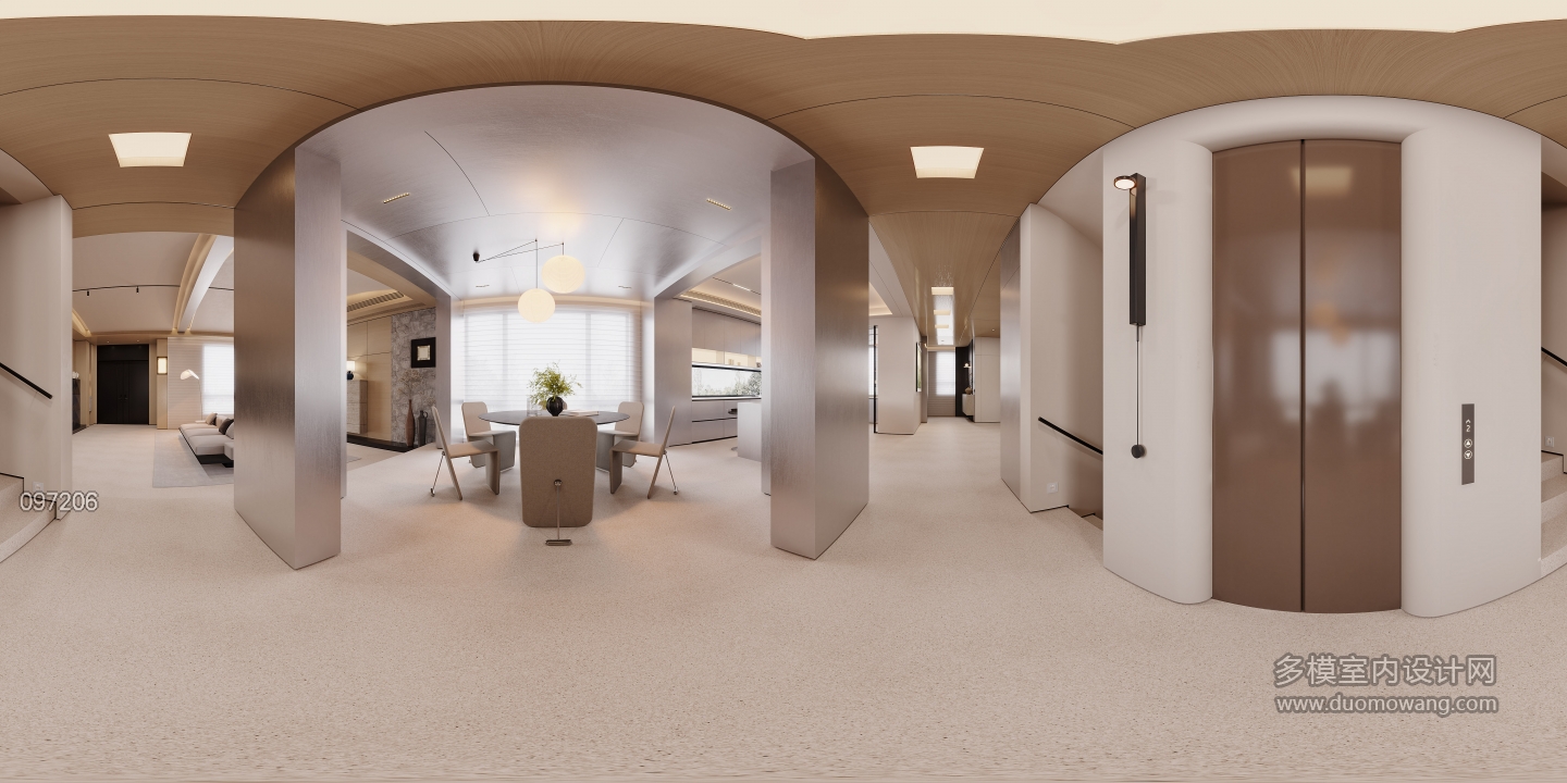 现代一层餐厅全景