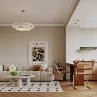 奶油原木客餐厅特写