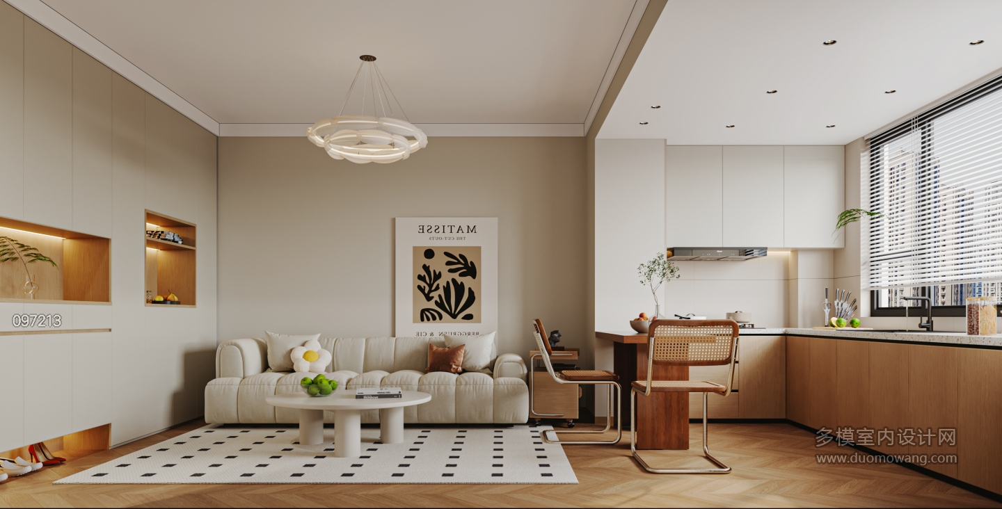 奶油原木客餐厅特写