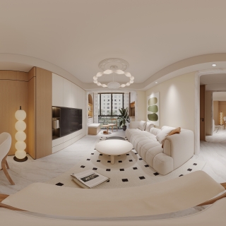 奶油客厅全景