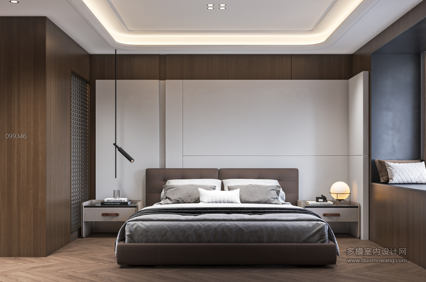 现代别墅二楼主卧单张