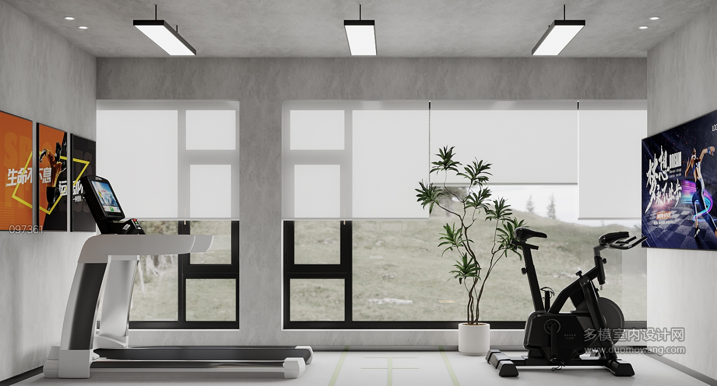 现代-政务大厅健身区特写